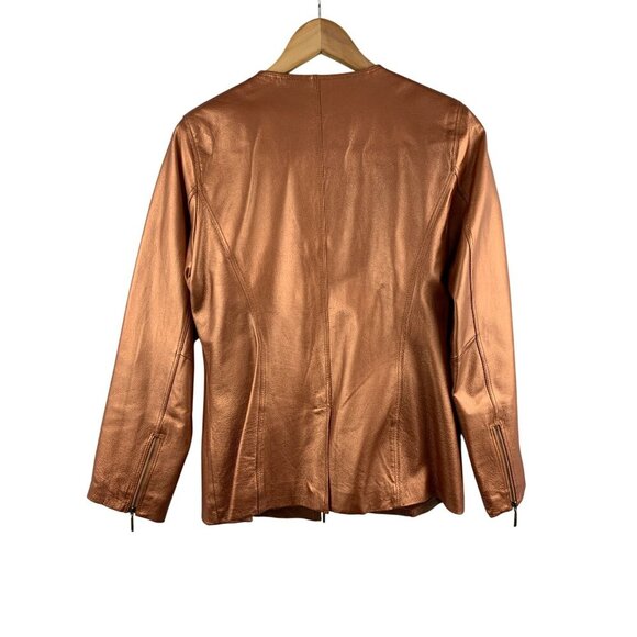 Terry Lewis Womens Genuine Leather Jacket XS Copper - Picture 2 of 6